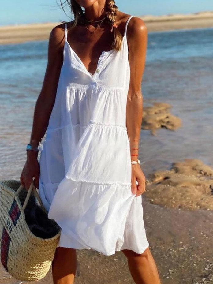 Vacation Beach Sleeveless Ruffle Dress Ins Street