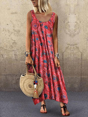 Vacation Print Round Neck Sleeveless Dress Ins Street