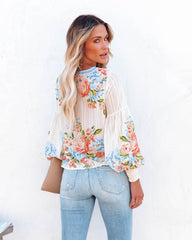 Valencia Rose Printed Blouse - Blue Multi SALT-001