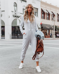 Vander Pocketed Hooded Knit Jumpsuit - Light Grey - FINAL SALE LOVE-003