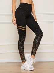 Varsity Striped Hot Stamping Sports Leggings Ins Street