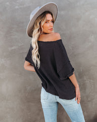 Vera Cotton Ribbed Knit Top - Charcoal BY T-001