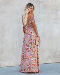 Vesna Floral Smocked Off The Shoulder Maxi Dress AAKA-001