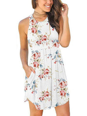 Vest Round Neck Pocket Floral Dress Ins Street