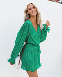 Viera Polka Dot Pleated Romper - Green Ins Street