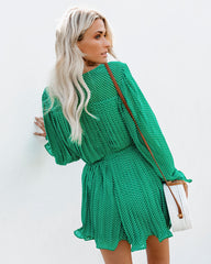 Viera Polka Dot Pleated Romper - Green Ins Street