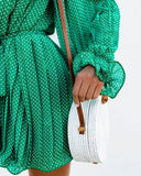 Viera Polka Dot Pleated Romper - Green Ins Street