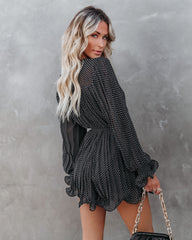 Viera Polka Dot Pleated Romper - Black Ins Street