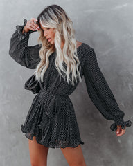 Viera Polka Dot Pleated Romper - Black Ins Street