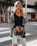 Vino Button Front Knit Houndstooth Cardigan Ins Street