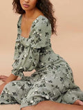 Vintage Ditsy-floral Square Collar Maxi Dress Ins Street