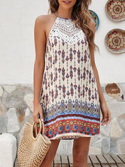Vintage Printed Lace Stitching Bohemian Dress Ins Street