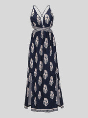 Vintage Printed Open-back Bohemian Skirt Ins Street