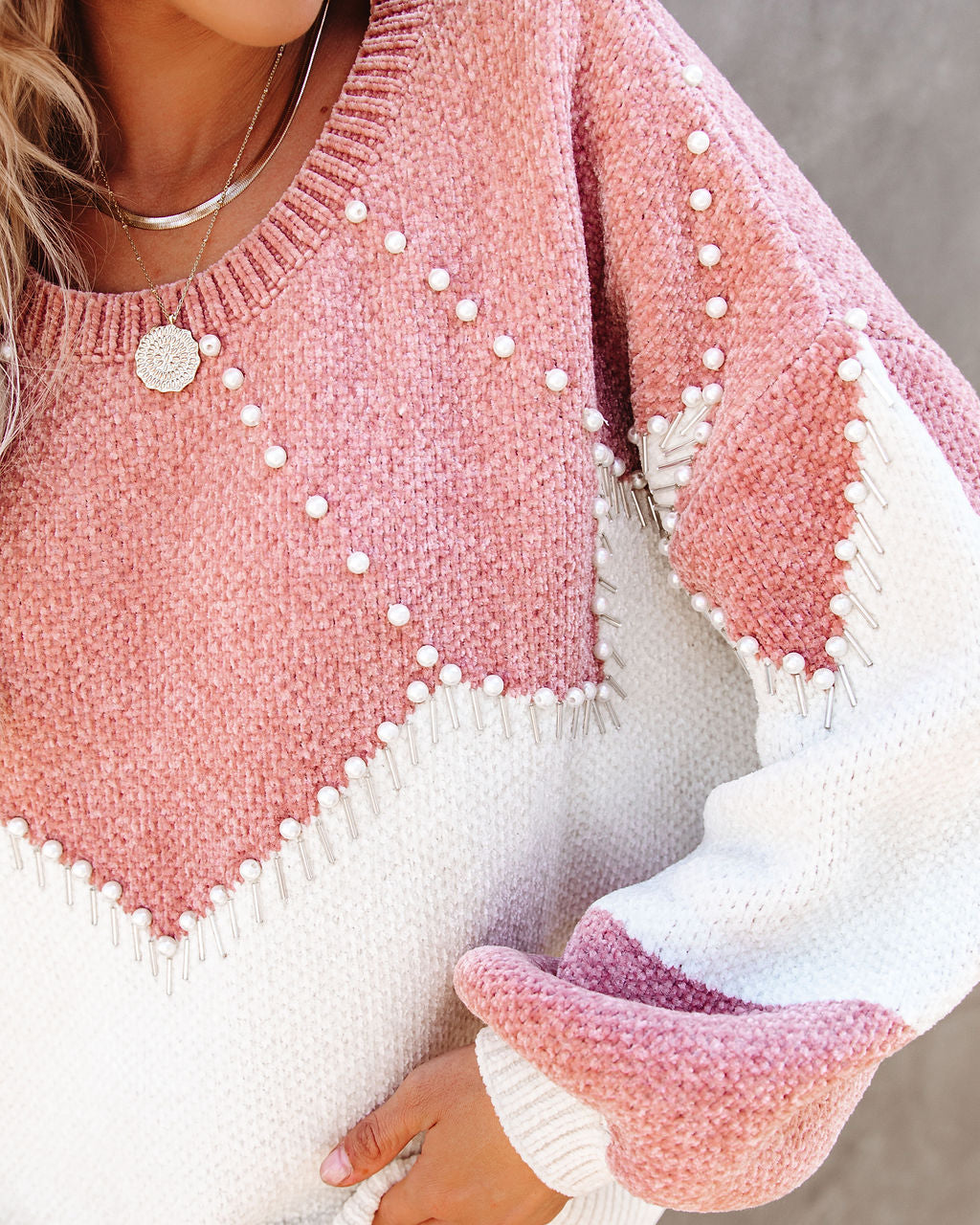 Vivianna Embellished Chenille Sweater Ins Street