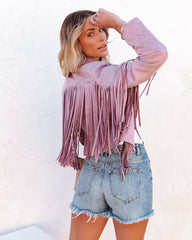 Walford Cropped Fringe Faux Suede Jacket - Lavender Ins Street