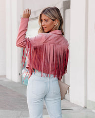 Walford Cropped Fringe Faux Suede Jacket - Mauve Ins Street