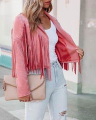 Walford Cropped Fringe Faux Suede Jacket - Mauve Ins Street