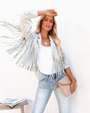 Walford Cropped Fringe Faux Suede Jacket - Waterlily Ins Street
