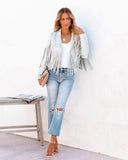 Walford Cropped Fringe Faux Suede Jacket - Waterlily Ins Street