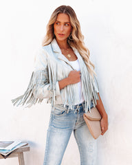 Walford Cropped Fringe Faux Suede Jacket - Waterlily Ins Street