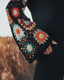 Wallflower Cotton Blend Crochet Sleeve Sweater Ins Street