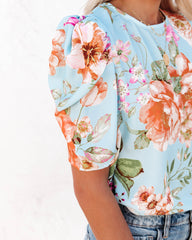 Warmer Days Floral Puff Sleeve Blouse - Blue Multi Ins Street