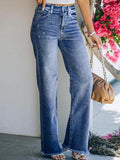 Washed Mid-waist Straight-leg Jeans Ins Street
