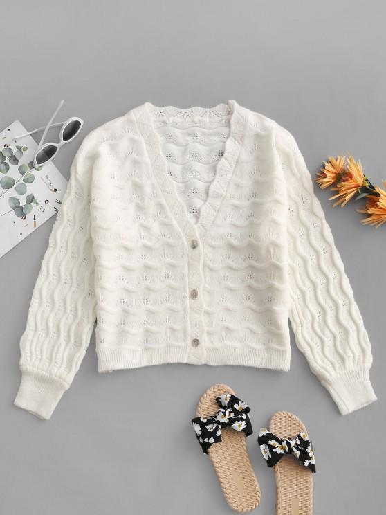 Wave Pointelle Knit Drop Shoulder Plunge Cardigan Ins Street