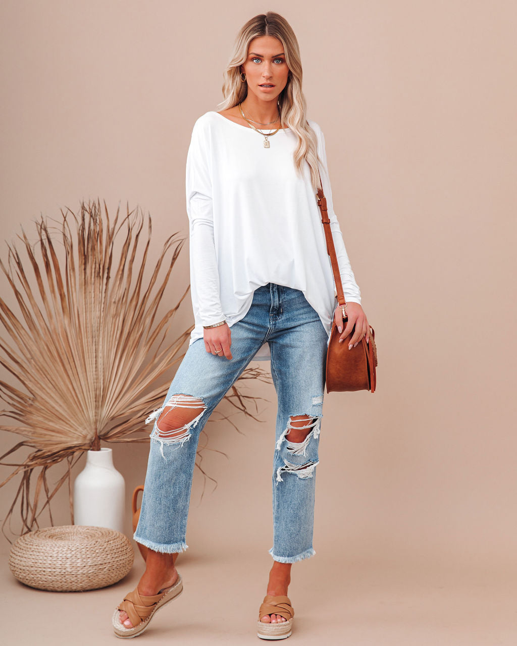 Wear It Well Long Sleeve Bamboo Knit Top - White Ins Street