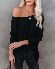 Wear It Well Long Sleeve Bamboo Knit Top - Black Ins Street