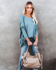 Wear It Well Long Sleeve Bamboo Knit Top - Dusty Teal Ins Street