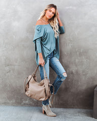 Wear It Well Long Sleeve Bamboo Knit Top - Dusty Teal Ins Street