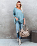 Wear It Well Long Sleeve Bamboo Knit Top - Dusty Teal Ins Street