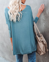 Wear It Well Long Sleeve Bamboo Knit Top - Dusty Teal Ins Street