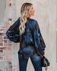 Weatherly Printed Statement Sleeve Blouse Ins Street