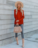 Westward Cowl Neck Knit Sweater - Brick Ins Street