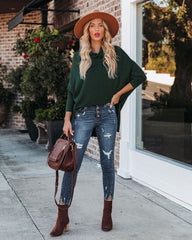 Westward Cowl Neck Knit Sweater - Pine Green Ins Street