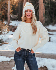 Where Flowers Bloom Cotton Blend Sweater - Ivory Ins Street