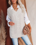 Whitby Cotton Blend Cable Knit Sweater Vest Ins Street
