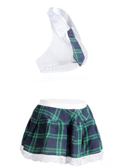 White Halter Tank Tops & Plaid Skirt Lingerie Set Ins Street