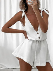 White High-waist Suspender Jumpsuit Ins Street