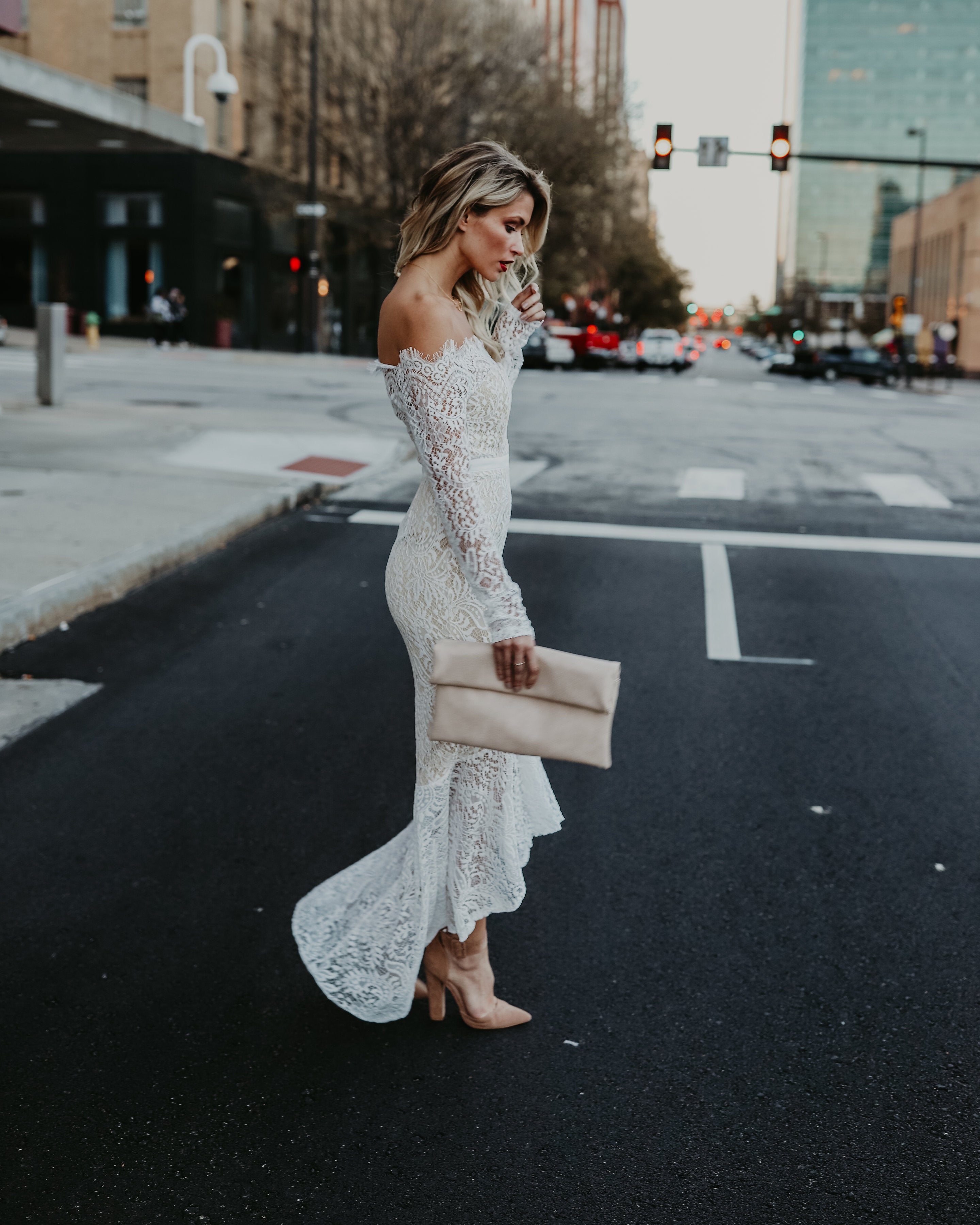Elegance Lace Trumpet Dress - White Ins Street