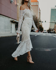 Elegance Lace Trumpet Dress - White Ins Street