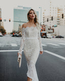 Elegance Lace Trumpet Dress - White Ins Street