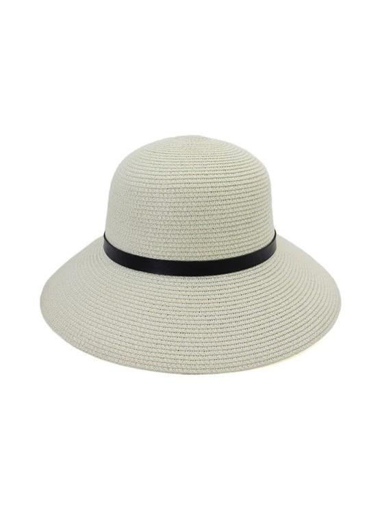 Wide Brim Straw Hat With Leather Detail Ins Street