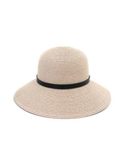 Wide Brim Straw Hat With Leather Detail Ins Street