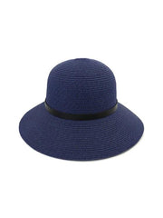 Wide Brim Straw Hat With Leather Detail Ins Street