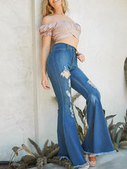 Wide-leg Trendy Ripped Denim Stretch Flared Pants Ins Street