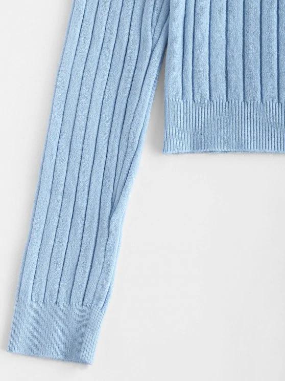 Wide Rib Knit Slim Cardigan Ins Street