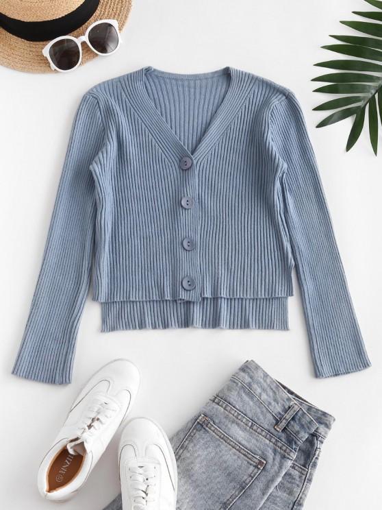 Wide Ribbed Stepped Hem Cardigan Ins Street